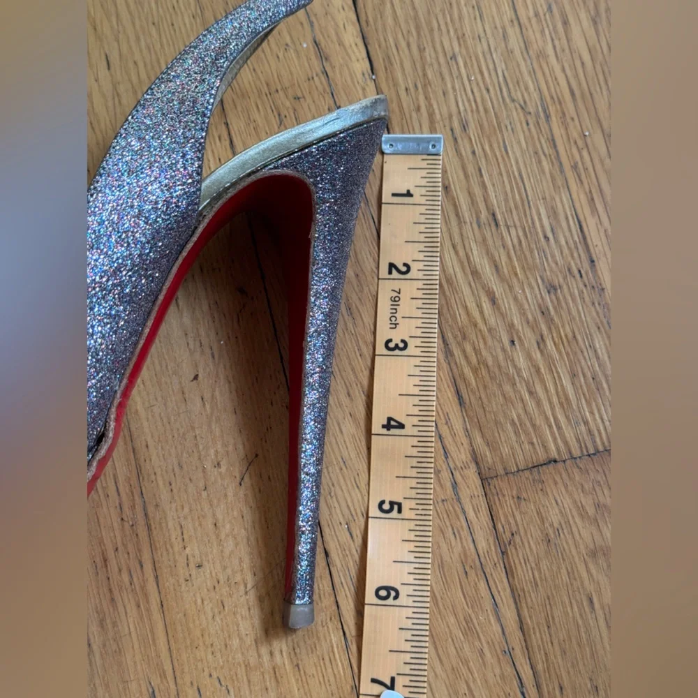 Christian Louboutin Lady Peep 150 Rainbow Glitter Peep Toe Sling Back Sz 40 - Picture 5 of 16
